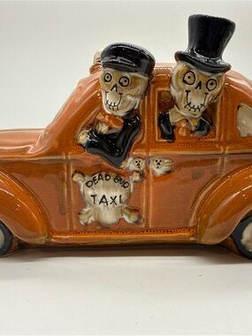 Yankee Candle Orange and Black Halloween Skeleton Taxi Figurine